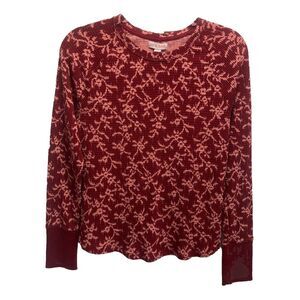Knox Rose‎ Rust Pink Floral Thermal Long Sleeve Top Size Small
